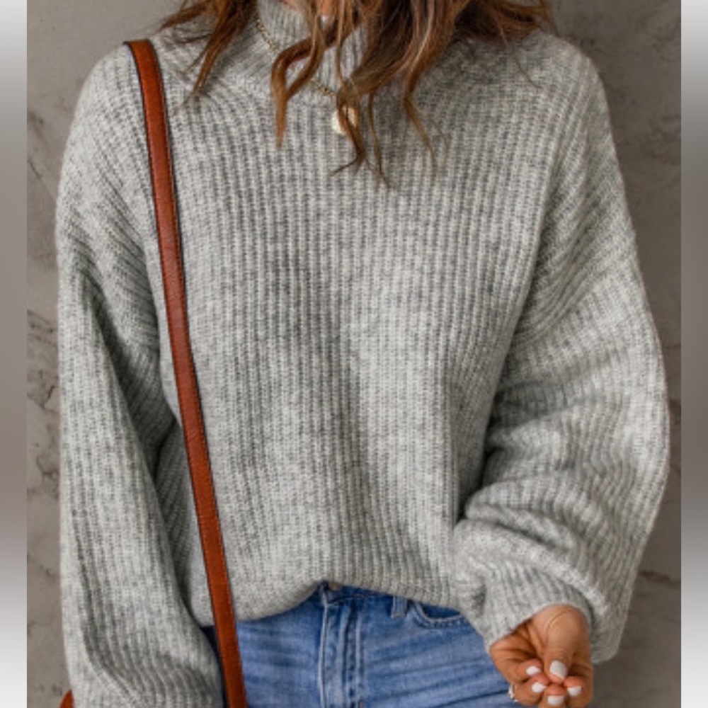 High Neck Dropped Shoulder Sweater